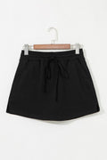 Solid French Terry Drawstring Waist Mini Skort
