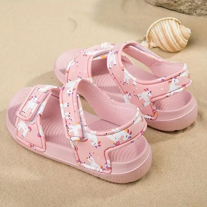Trendy Girls Cartoon Print Non-Slip Summer Sandals