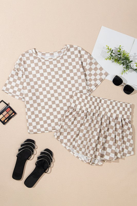 Checker T-Shirt & High Waist Skort Set
