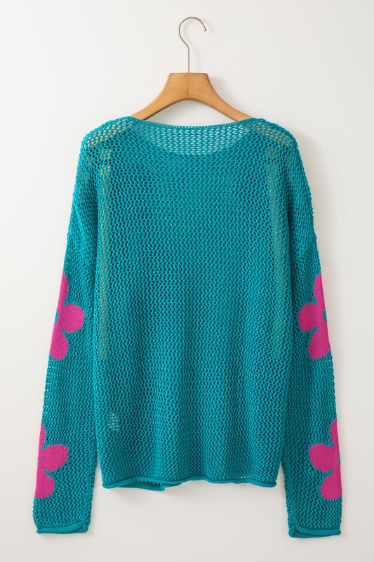 Floral Hollowed Knit Pullover Sweater