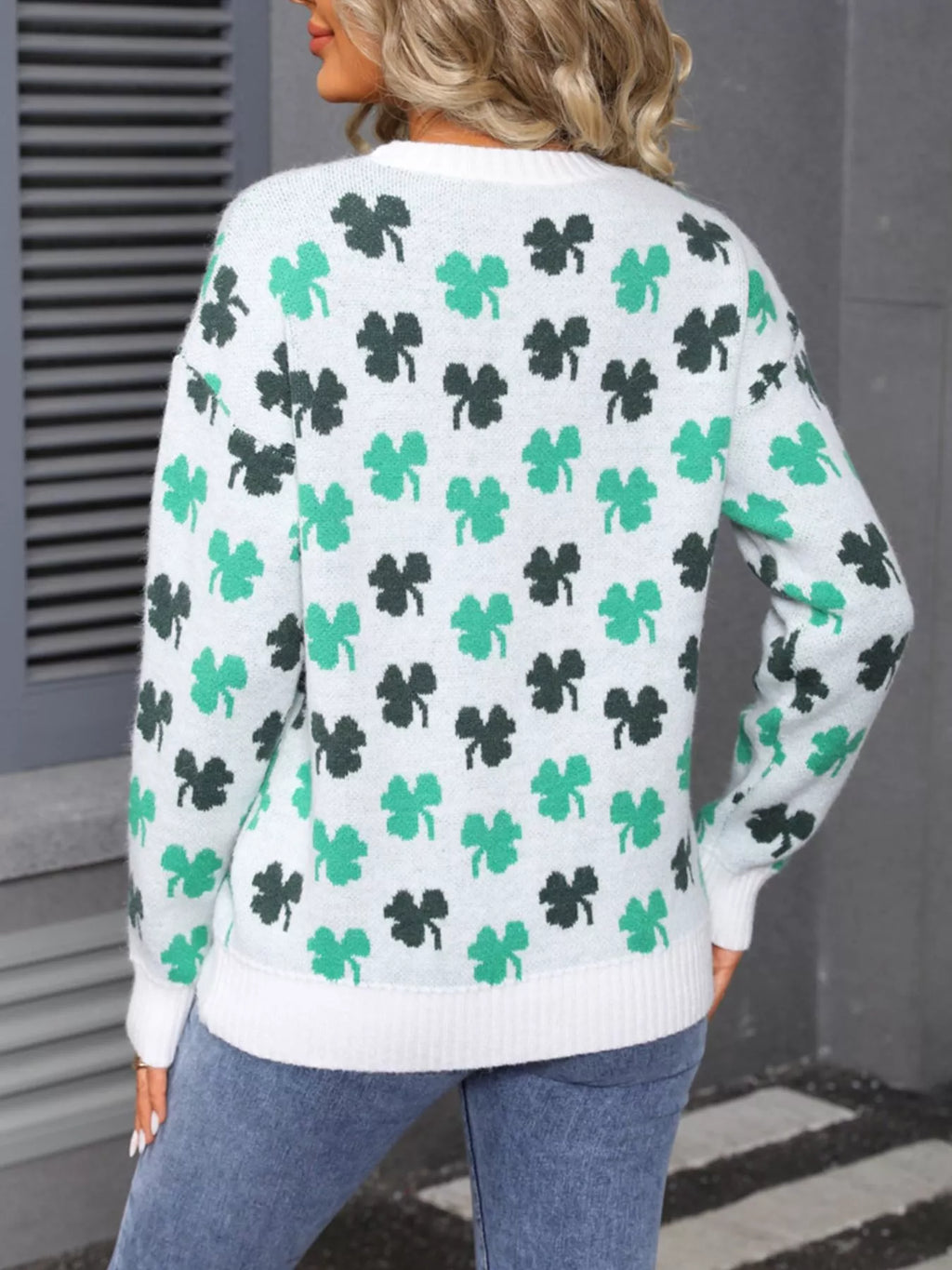 Lucky Clover Crew Neck Sweater