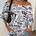 Plus Size Off Shoulder HELLO MUSIC Tee  Chic Summer