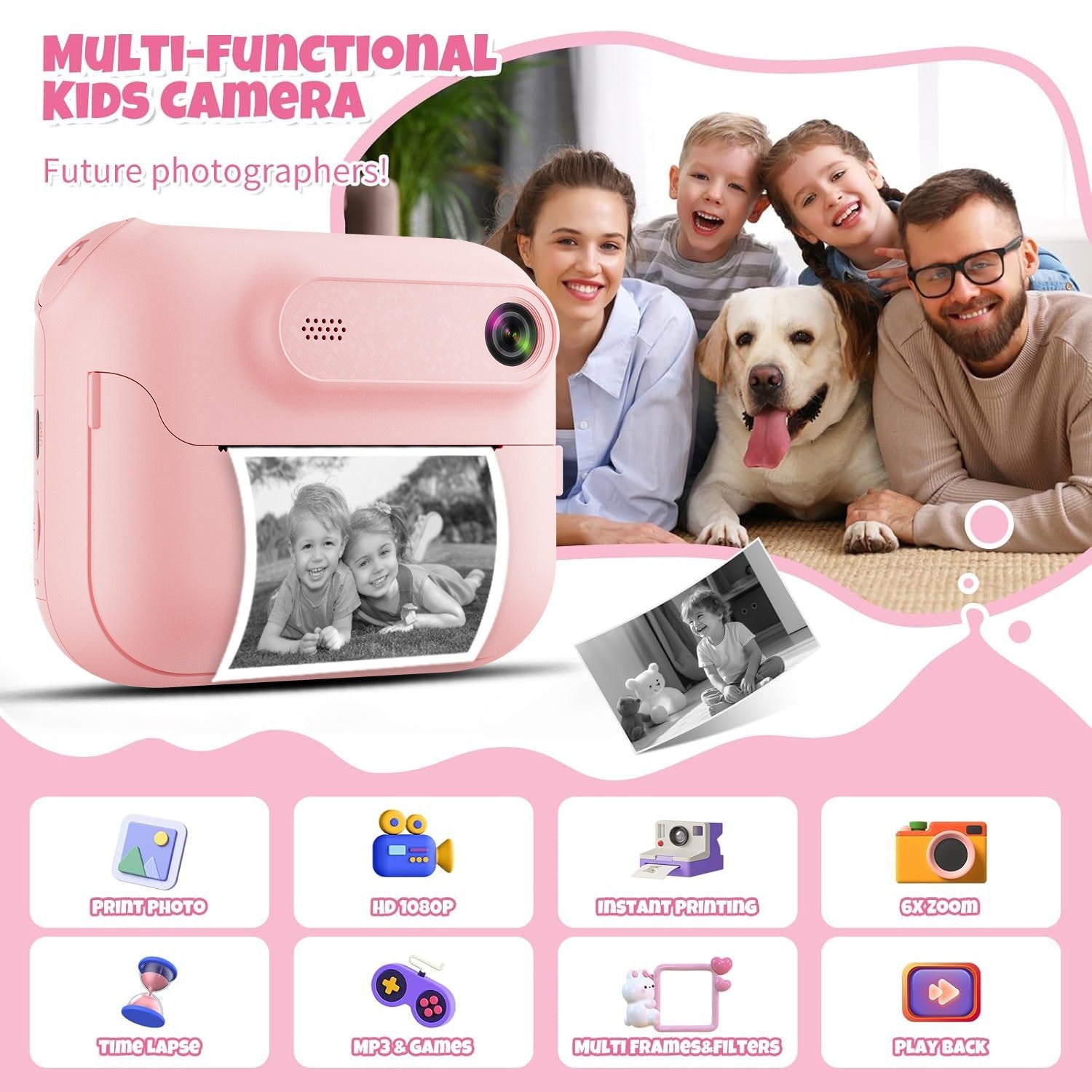 Creative, Portable Instant-printing Polaroid-style Toy Camera For Kids