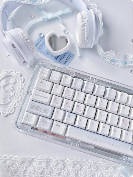 Original Water-colored Diary Keycaps Cute Soft-toned Cool Blue And Uniquely Designed Keyboard Caps