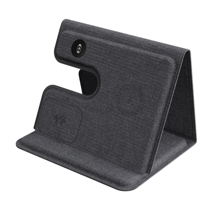 15W Foldable Leather Desktop Wireless Charger For IPhones