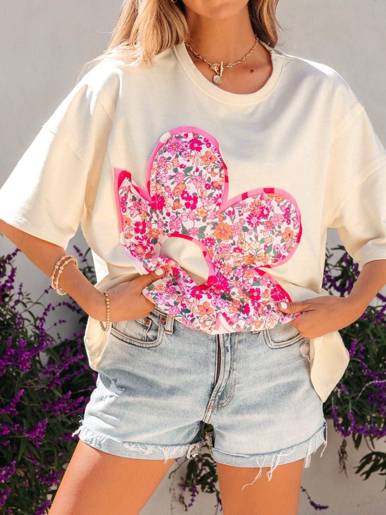 Floral Half Sleeve Oversized Top