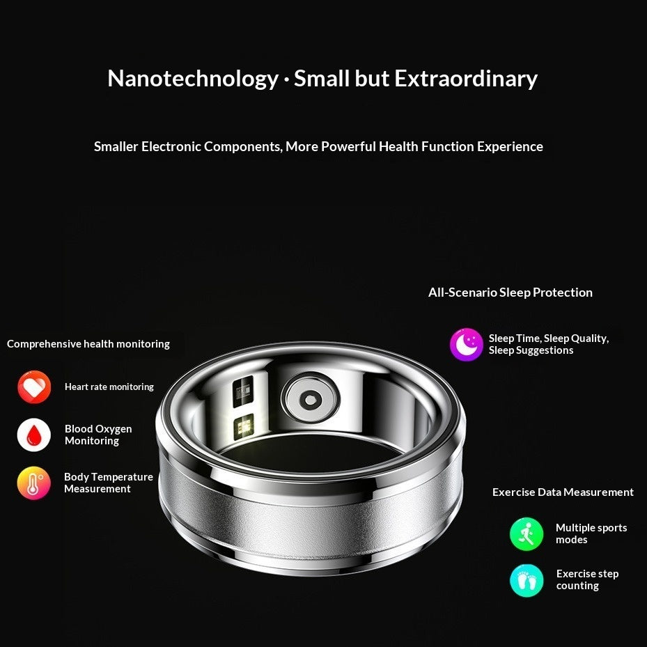 Smart Ring For Heart Rate Blood Oxygen Blood Pressure Sleep Monitoring Step Counting And Fitness Tracking
