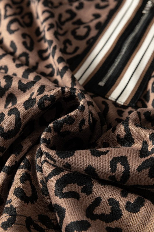 Leopard Quarter Zip Top & Mini Skirt Set