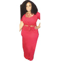 Plus Size Hollow Neck Two-Piece Dress Set