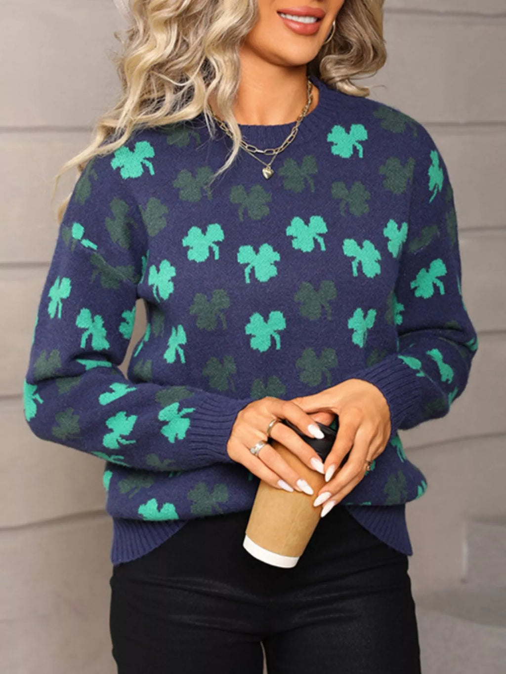 Lucky Clover Crew Neck Sweater