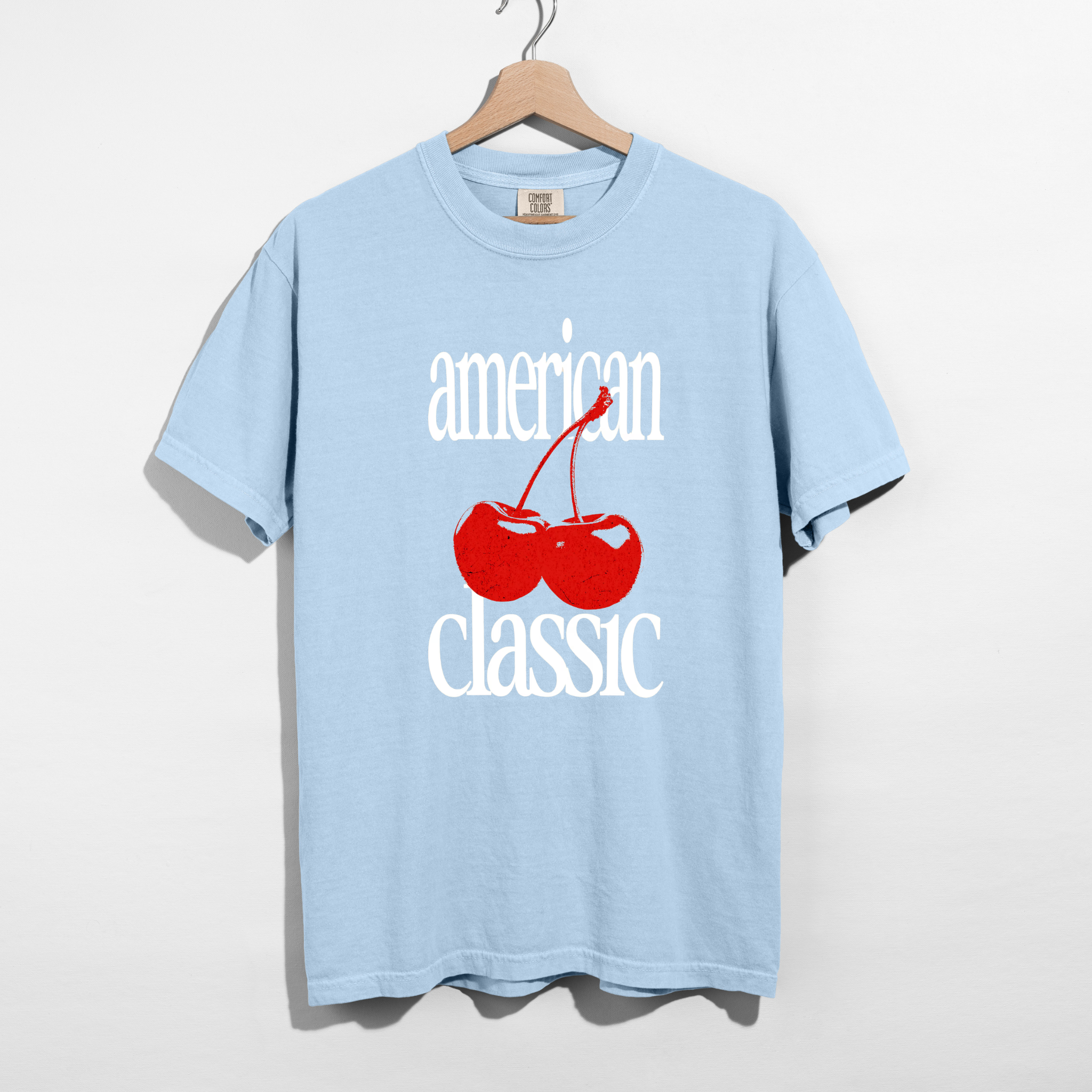 American Classic Cherry Graphic Tee – Retro Red Cherries Design