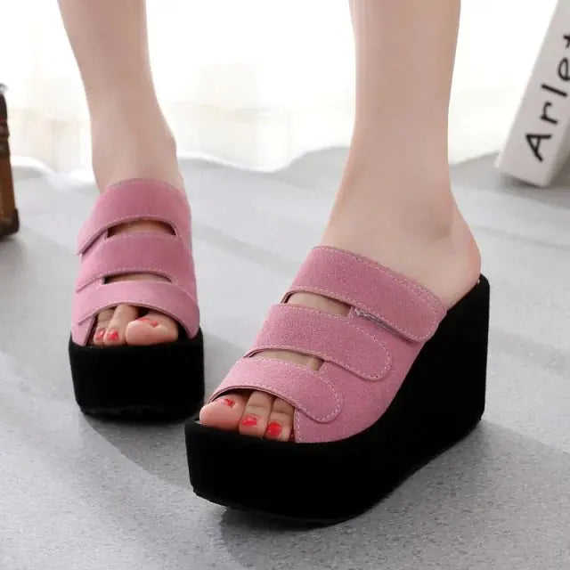 Women's Thick Sole Suede Slide Sandals