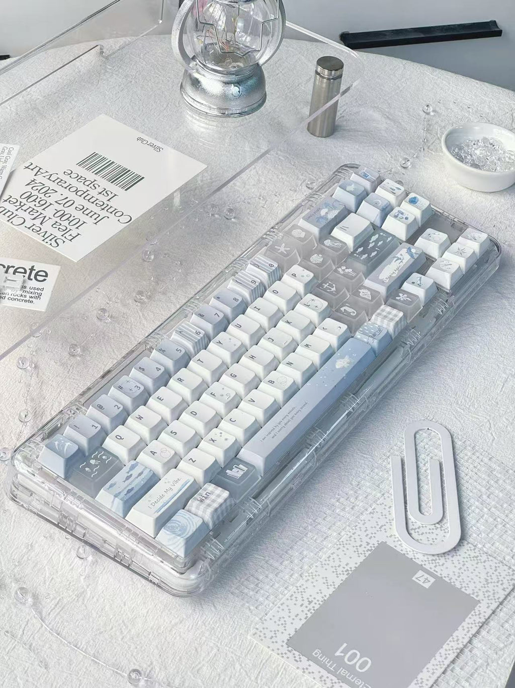 Sleek Blue Keyboard Caps With A Fresh, Cool, And Transparent Design