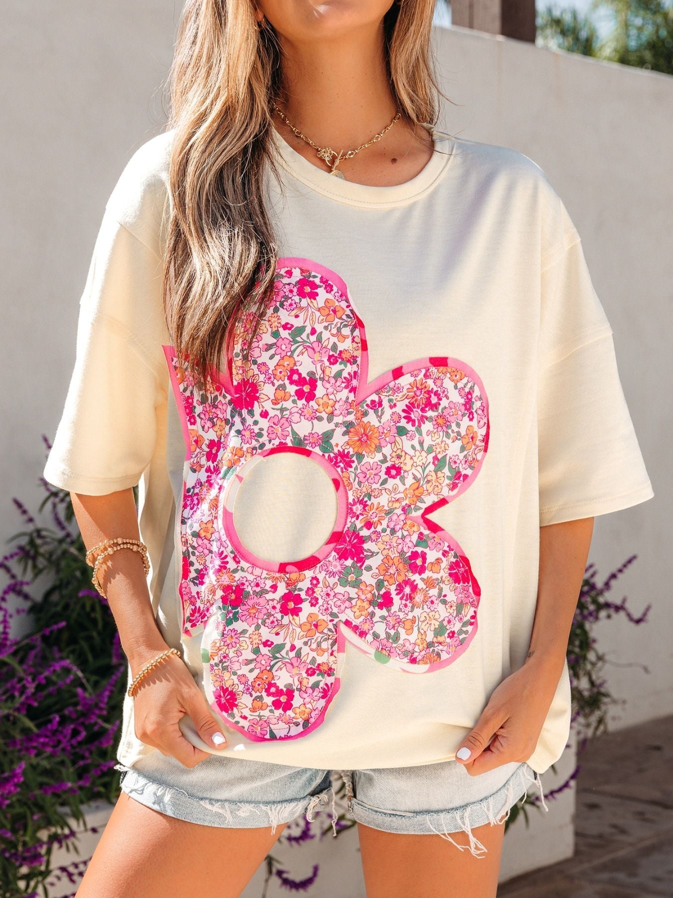Floral Half Sleeve Oversized Top