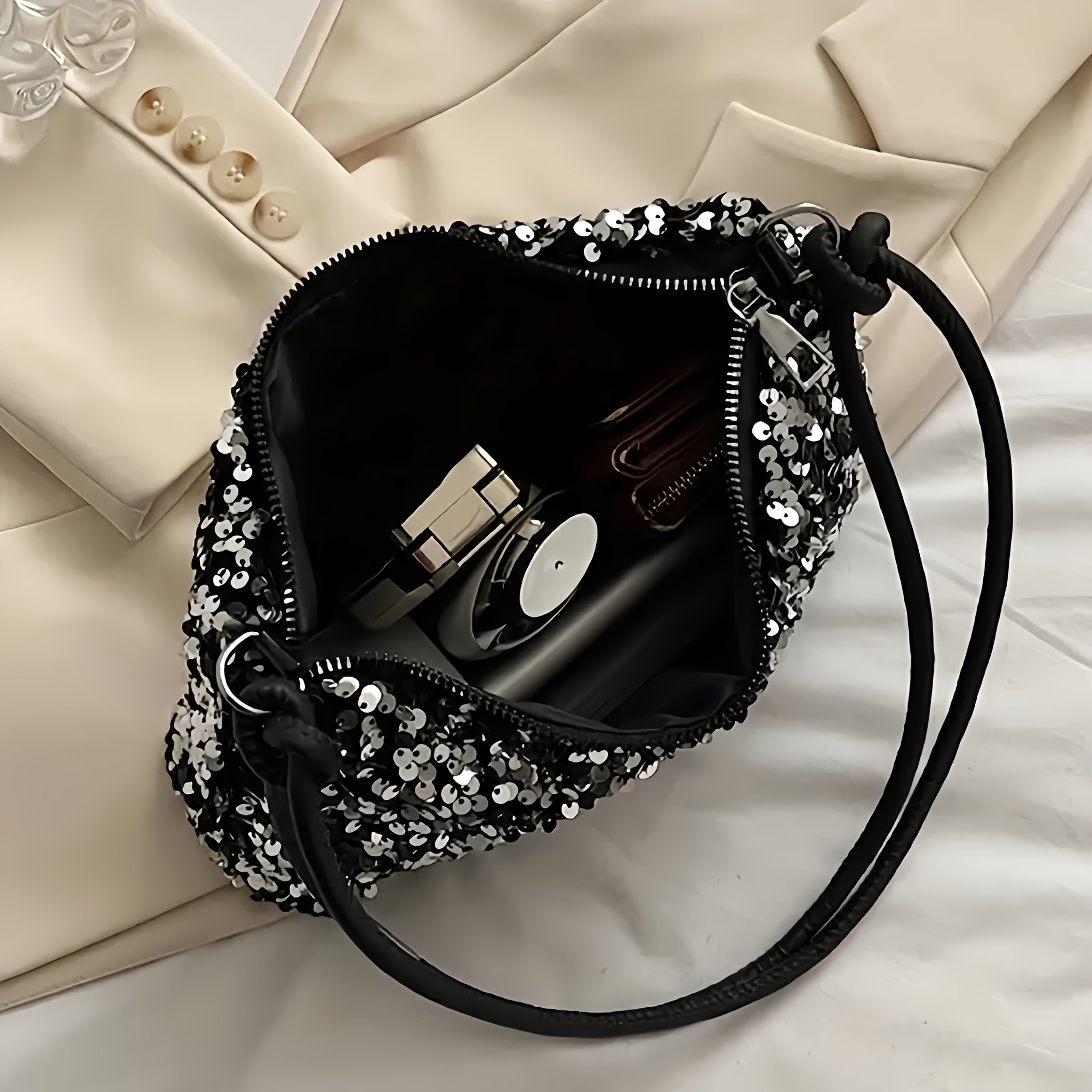 Sequin Shoulder Bag Stylish Spacious  EyeCatching