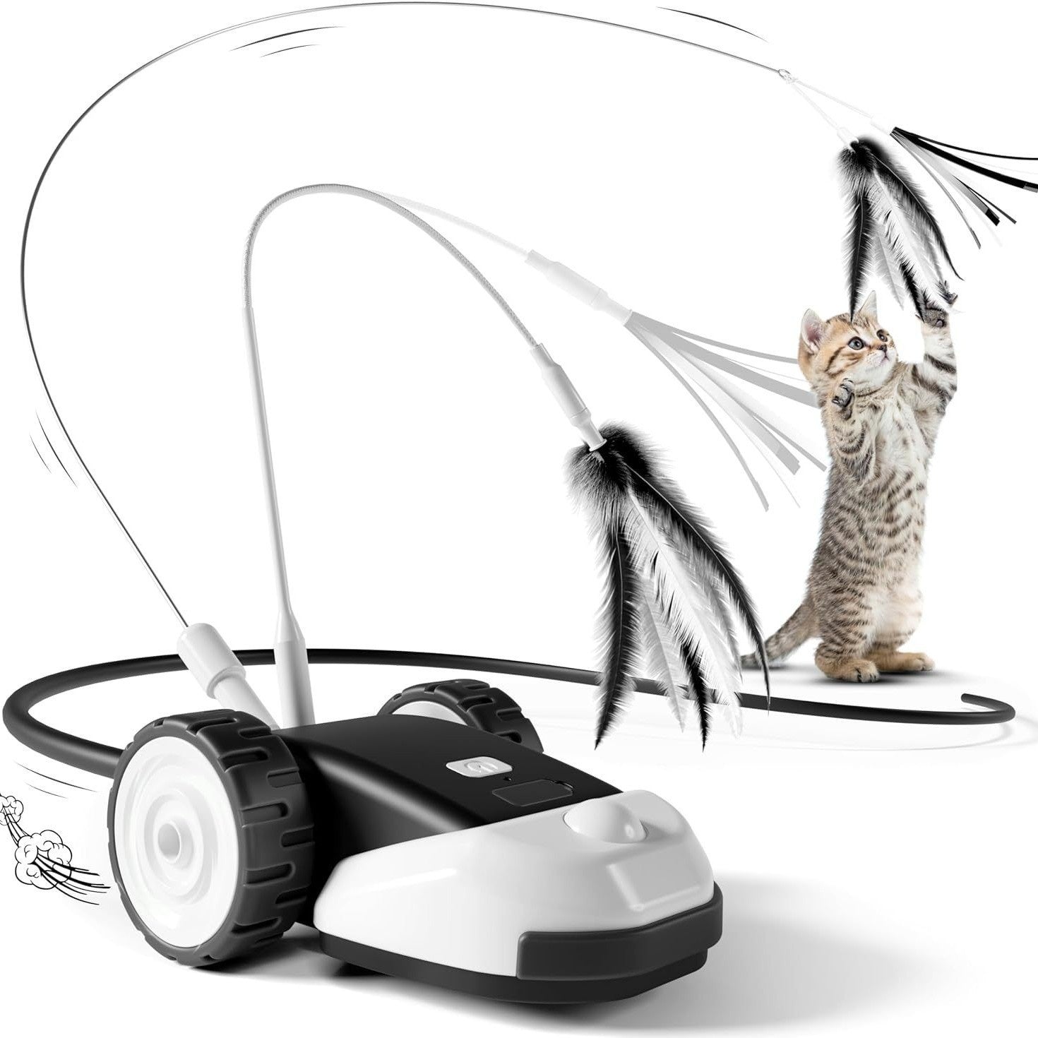Smart Remote-Controlled Electric Car With Wire-Feather Toy For Cats