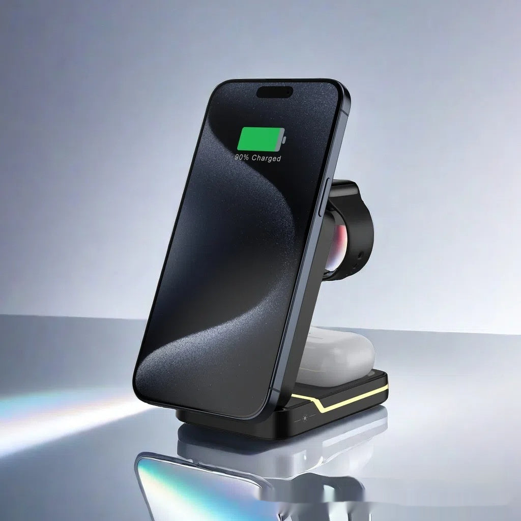 3-in-1 Fast-Charging Foldable Stand With Magnetic Wireless Charging