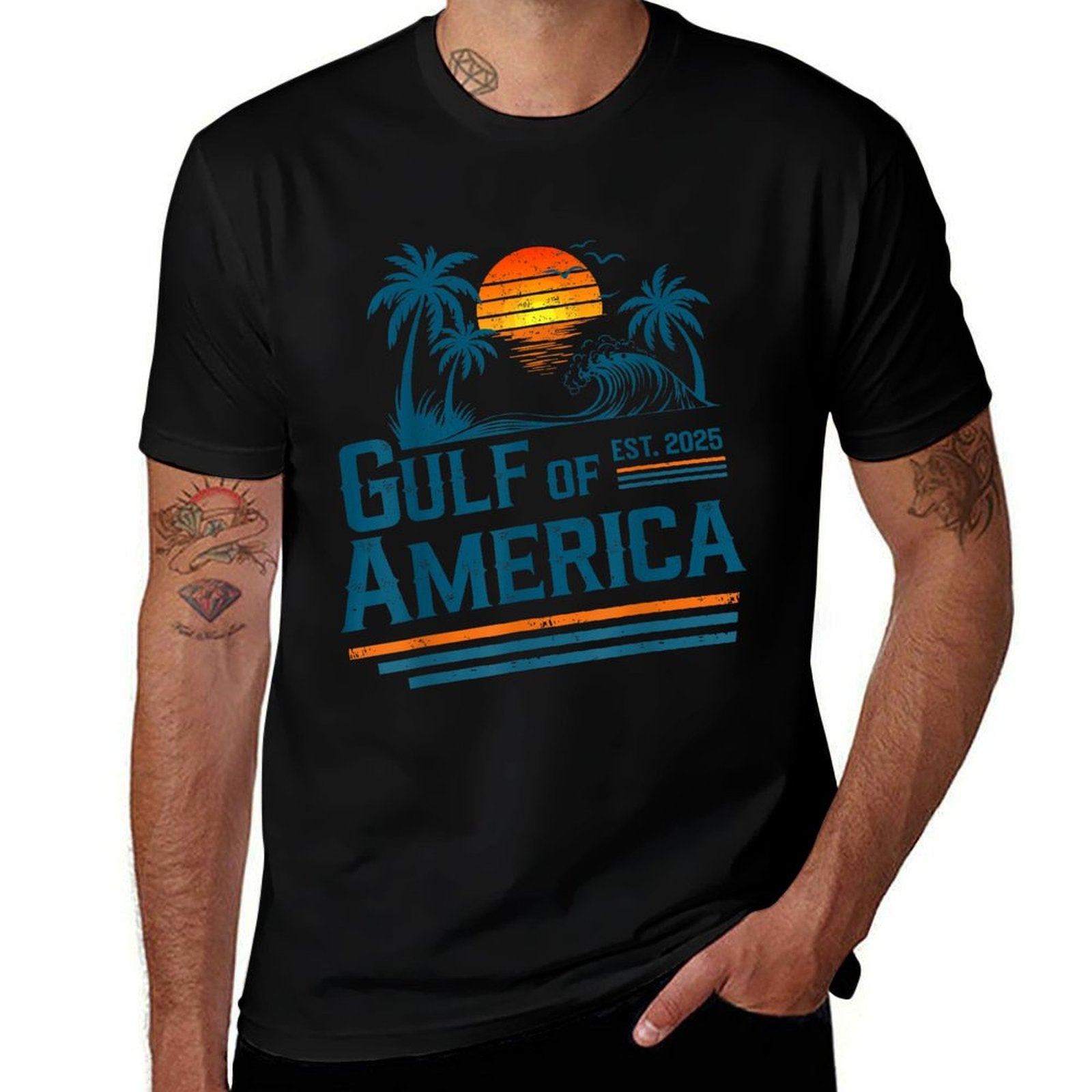 Retro Vintage Gulf Of US America 2025 American Gifts Easy-care T-Shirt