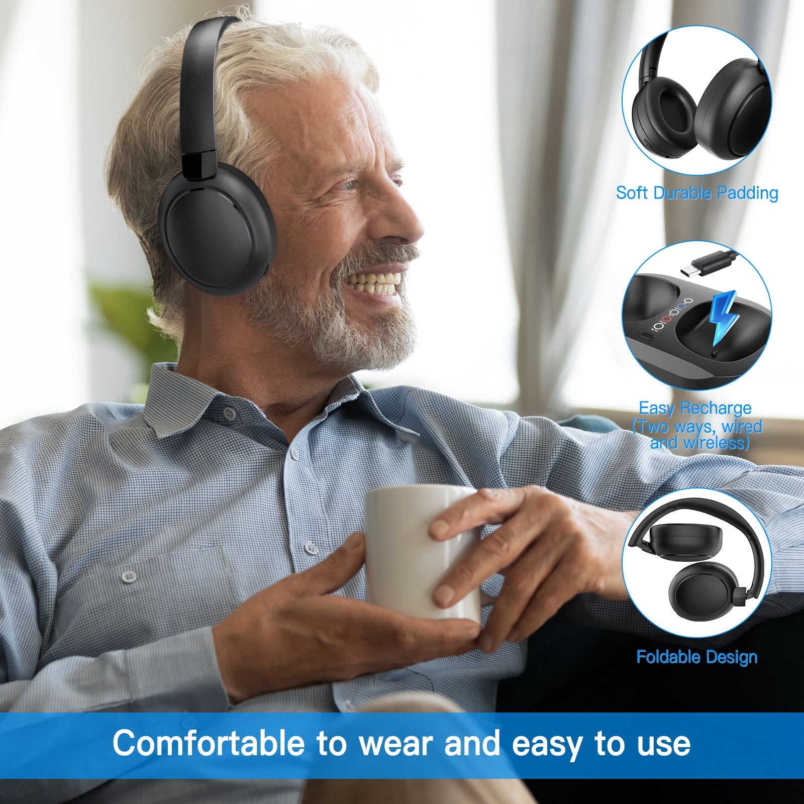 Bluetooth Dual-mode Wireless TV Headphones With Low Latency