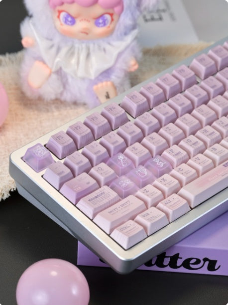 Light Retro Music Keycaps In Versatile Pink-purple, With A Frosted Translucent PC Finish For Keyboards