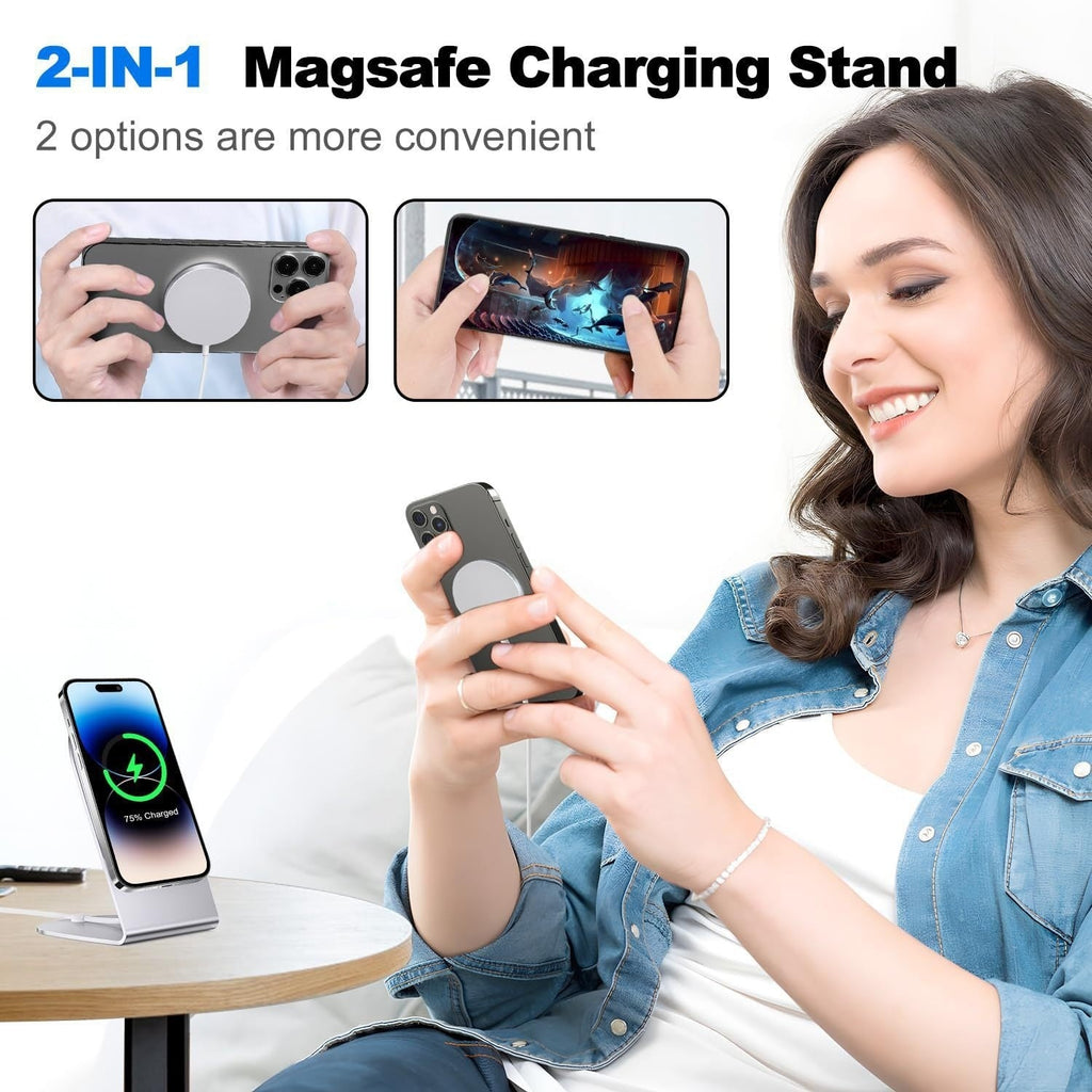 Magnetic Wireless Desktop Charger With A Detachable Stand