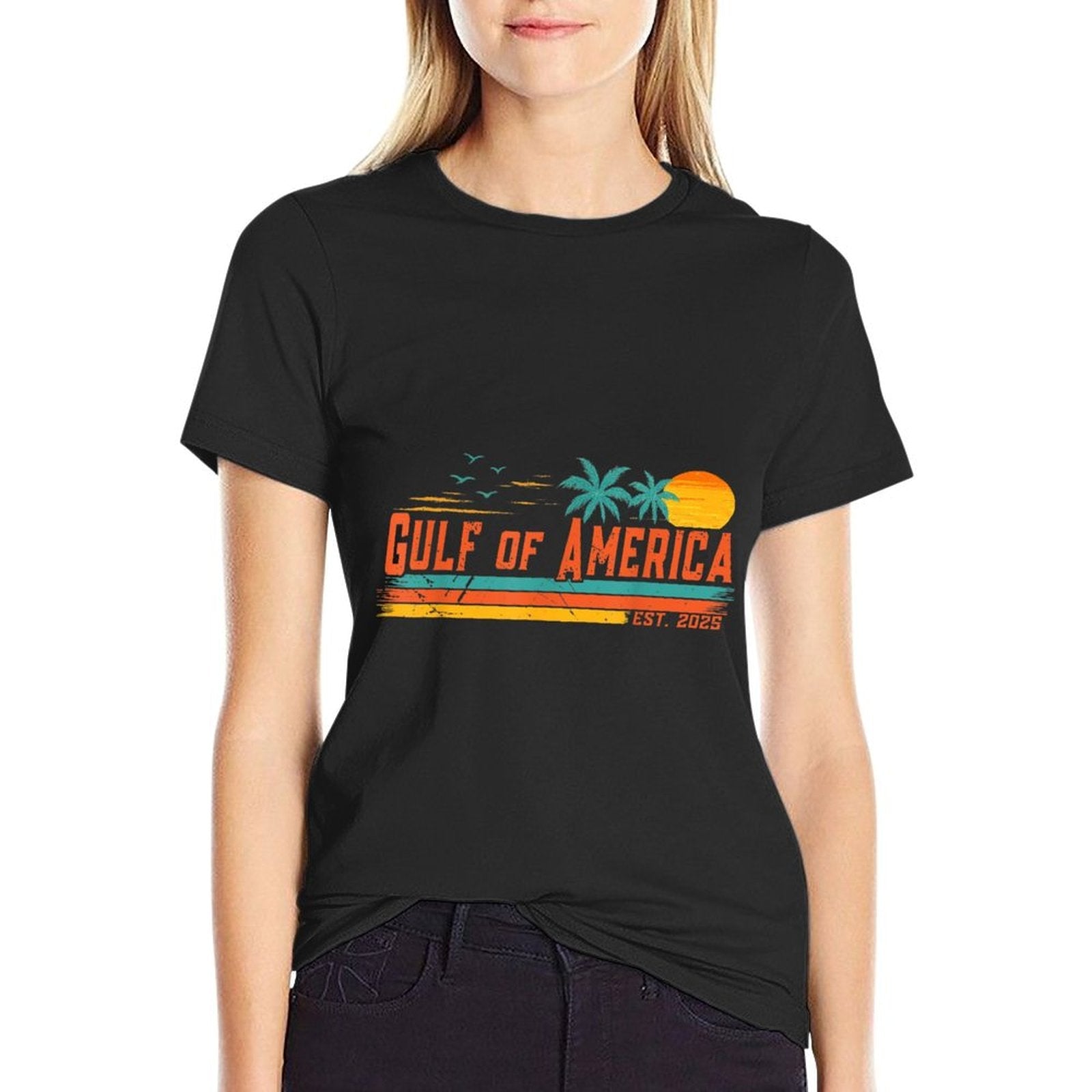 Vintage Gulf Of Us America Retro Sunset Gulf Of Us America Polyester Blend T-Shirt