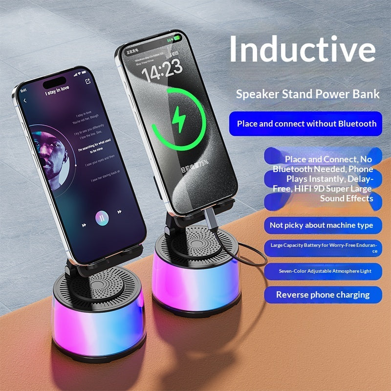 Multifunctional Inductive Bluetooth Speaker Portable Folding And Rotating Stand