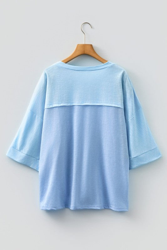 Flower Patch Exposed Seam Bracelet Sleeve T-Shirt