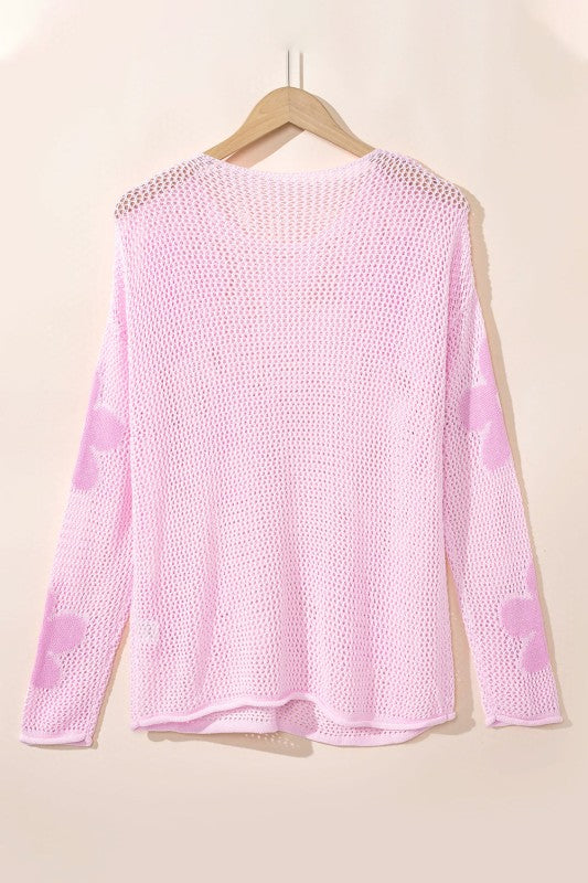 Floral Hollowed Knit Pullover Sweater