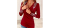 Plus Size Women's Casual Long Sleeve Top with Rhinestone Design
