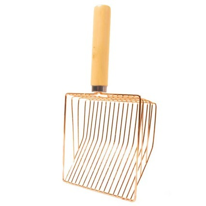 Cat litter shovel with wooden handle-electroplated silver-iron-eucalyptus wood handle-1 piece