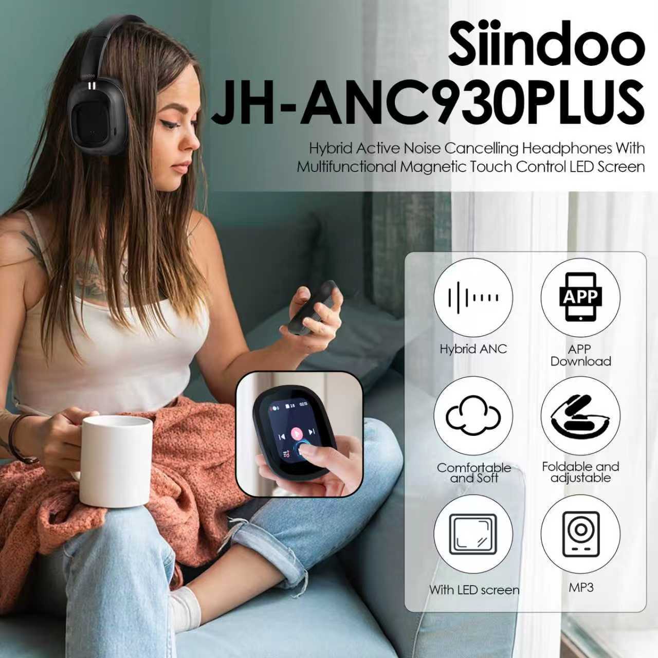 Over-ear Wireless Bluetooth Headphones With ANC Noise Cancellation And A Built-in Display Ideal For Workouts
