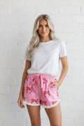 Bow Stripe Patchwork Elastic Waist Shorts