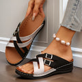 Silvery Black Cross Strap Flat Slippers With A Soft Bottom And Anti Slip