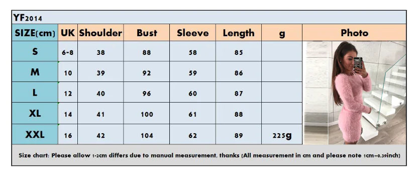 Long Sleeve Plush Dress with Round Neck (Mid-Length)