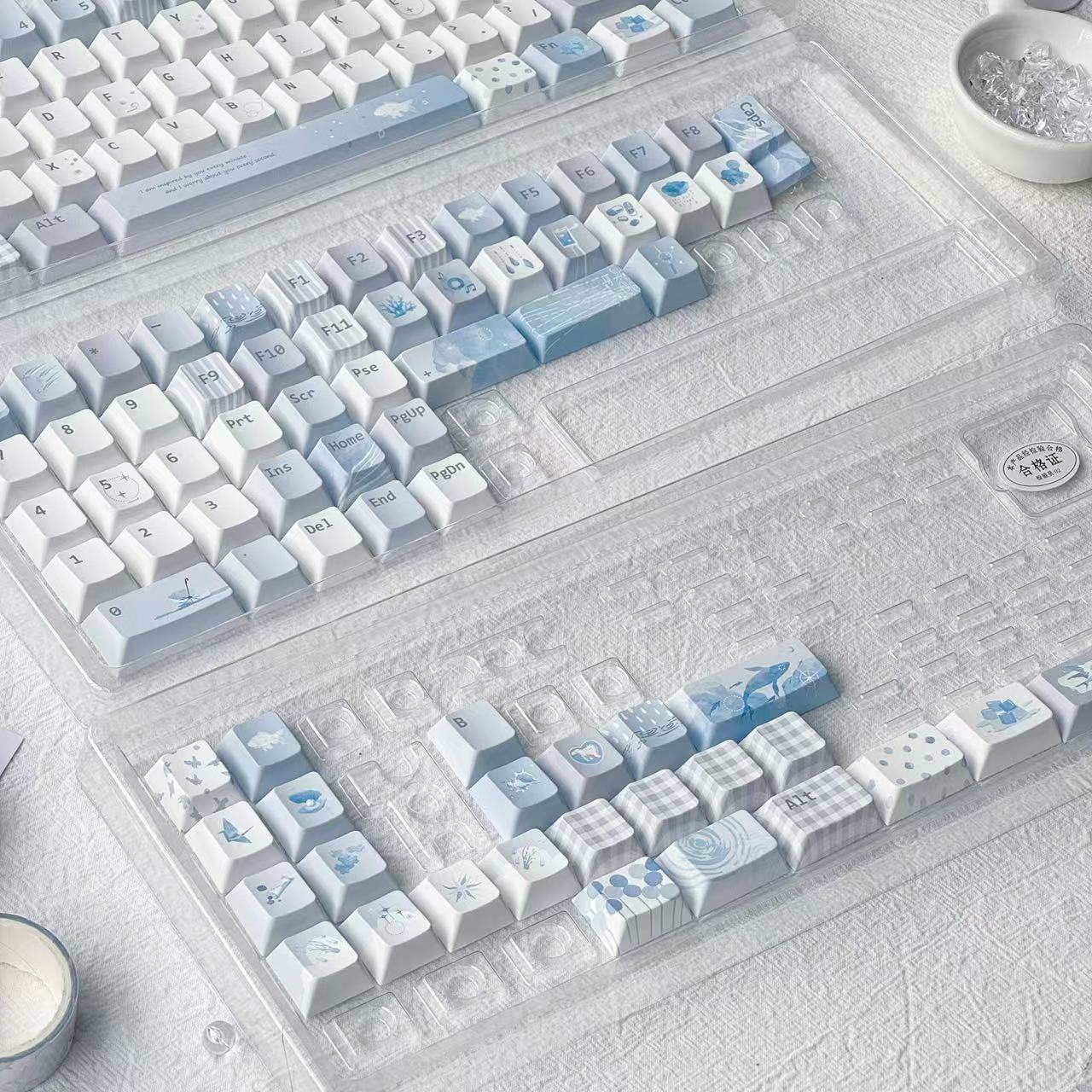 Sleek Blue Keyboard Caps With A Fresh, Cool, And Transparent Design