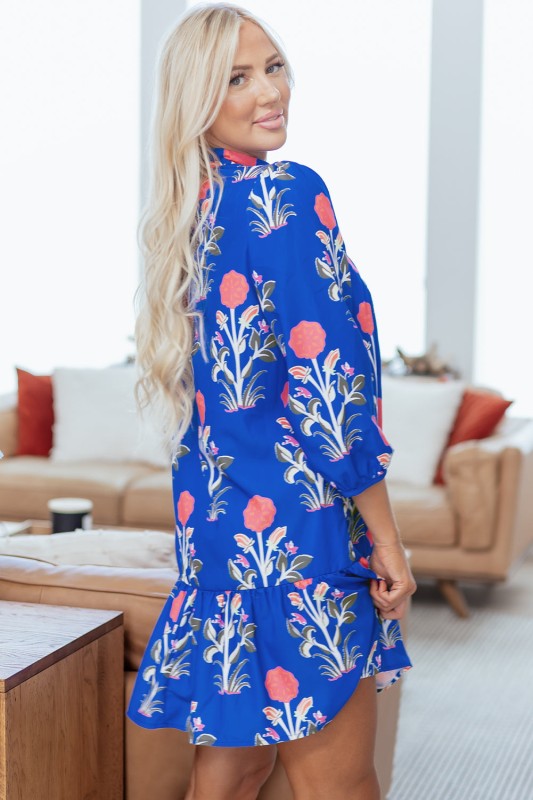 Zahra Sleeve Ruffle Hem Dress