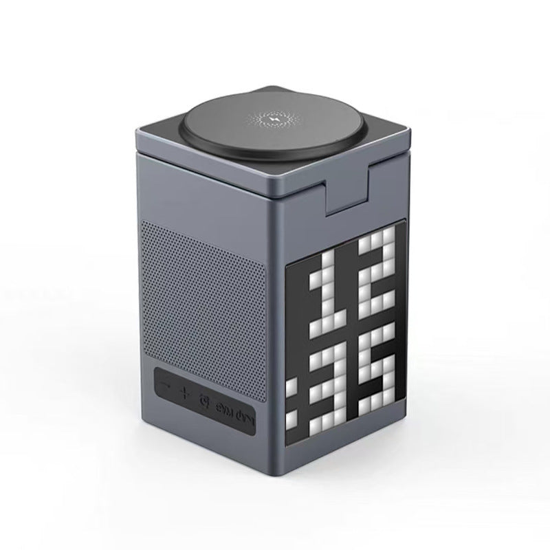 All-in-one Multi-functional Magnetic Bluetooth Speaker Alarm Clock Wireless Charger And Desktop Phone Stand