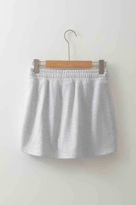Solid French Terry Drawstring Waist Mini Skort