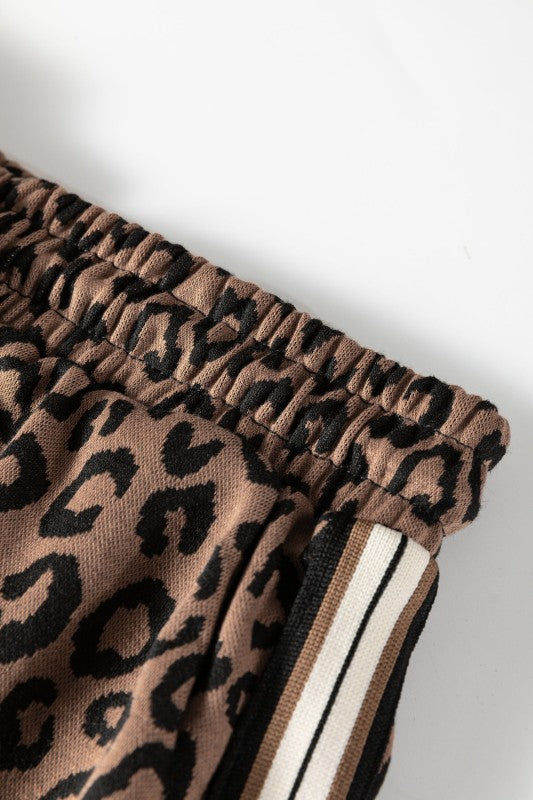 Leopard Quarter Zip Top & Mini Skirt Set