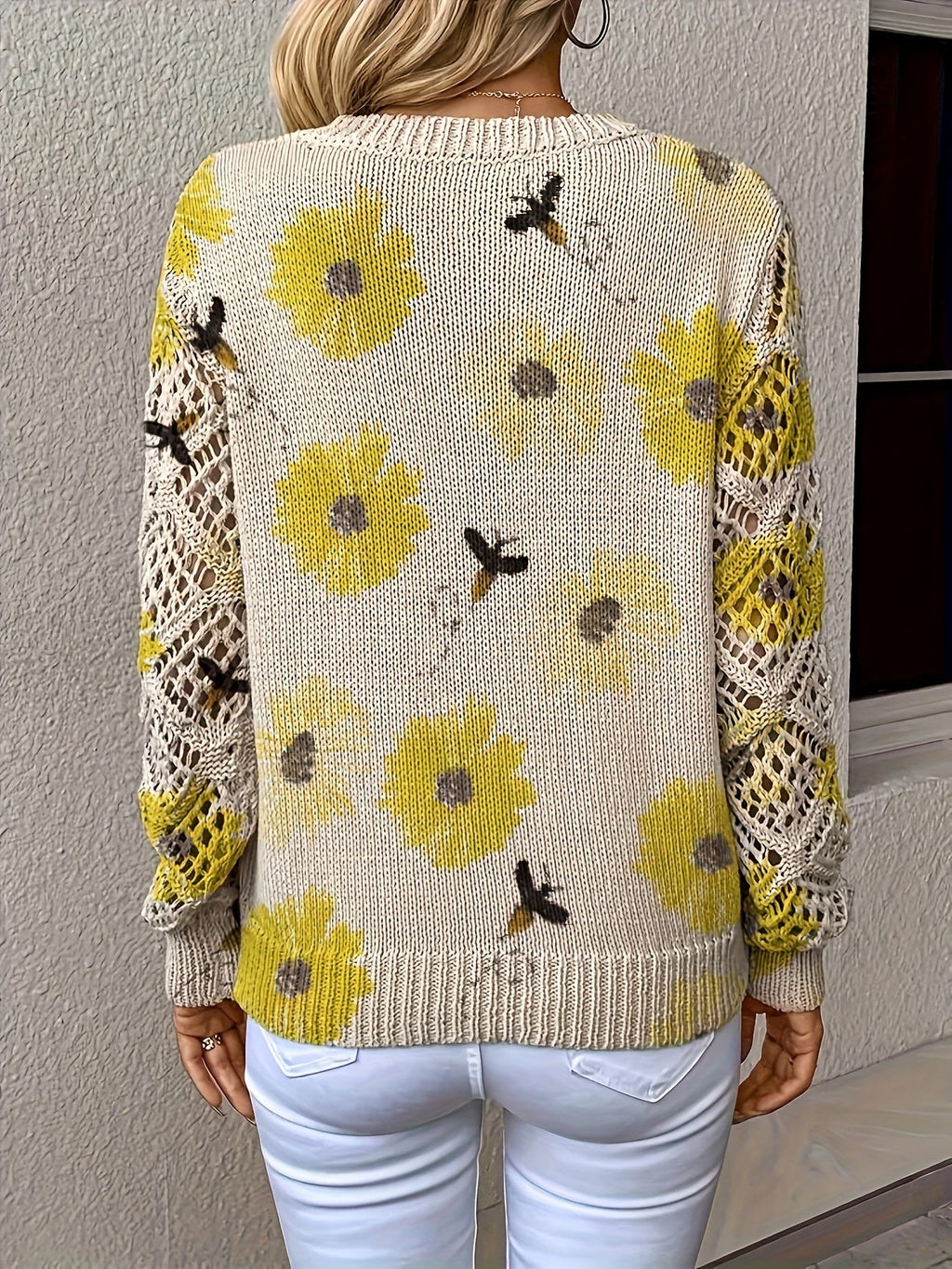 Boho  Style Essential Floral V-neck Long Sleeve Top