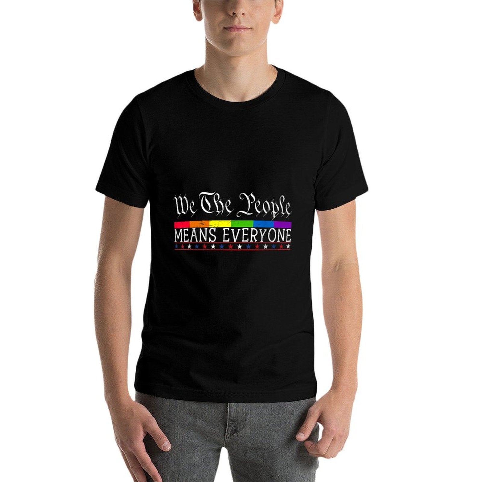 We The People Means Everyone US Constitution LGBT Pride Polyester Blend T-Shirt