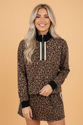 Leopard Quarter Zip Top & Mini Skirt Set
