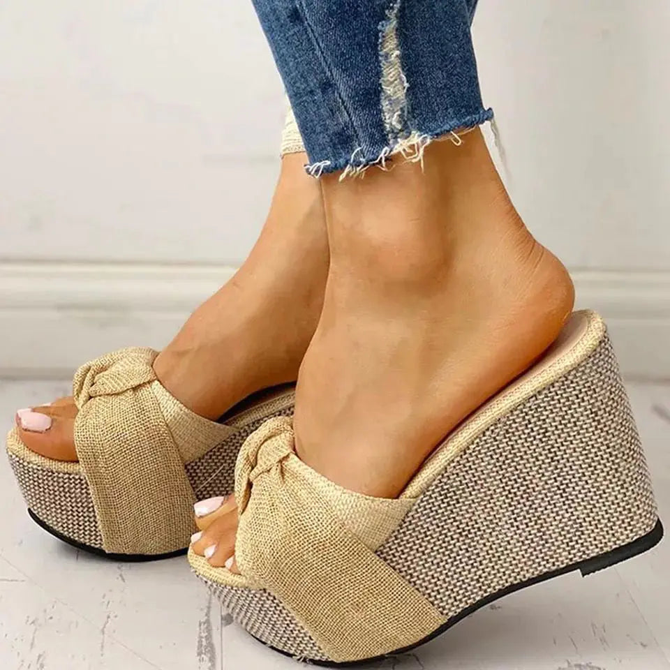 Fashion Slope Women's Bow Sandals and Slippers