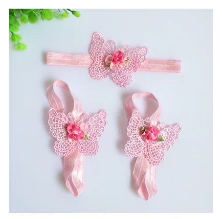Baby Floral Headband and Foot Accessories Set