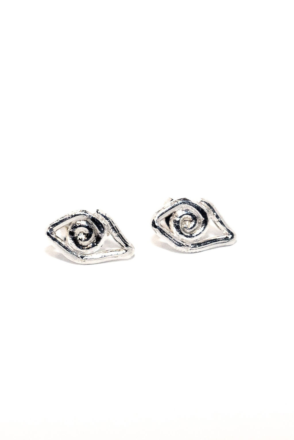 "Eye See" Small Evil Eye Earrings in Sterling Silver