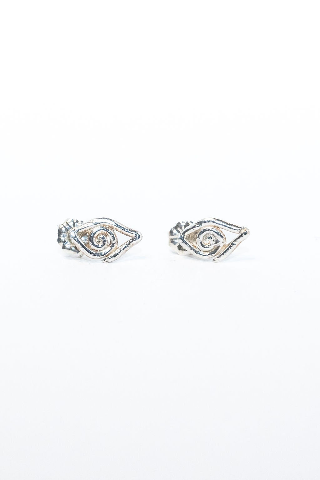"Eye See" Small Evil Eye Earrings in Sterling Silver