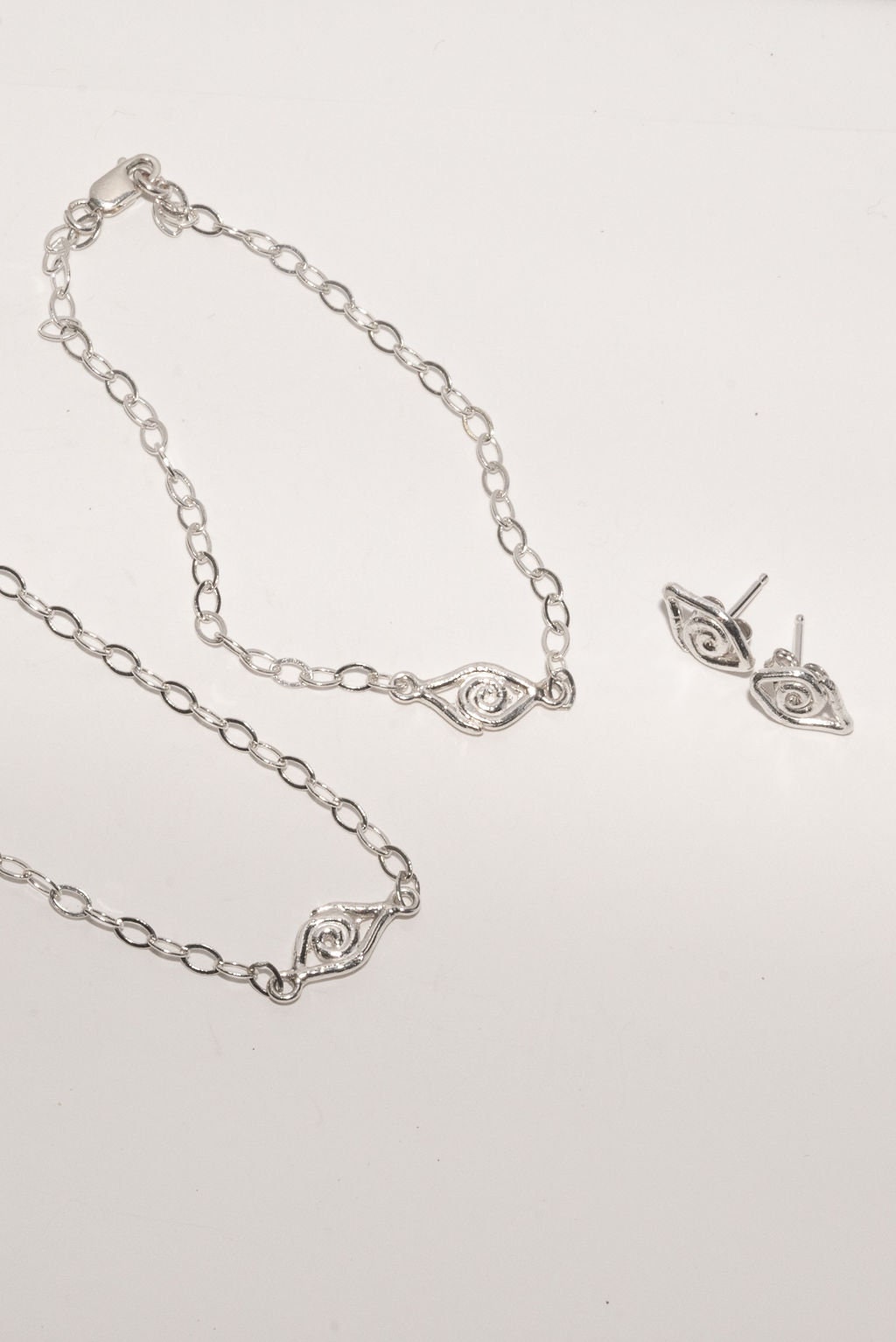 "Eye See" Small Evil Eye Earrings in Sterling Silver