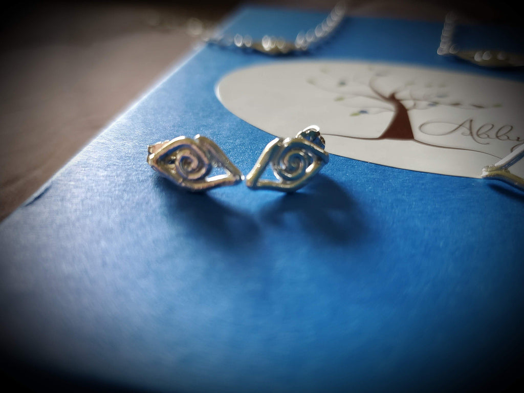 "Eye See" Small Evil Eye Earrings in Sterling Silver