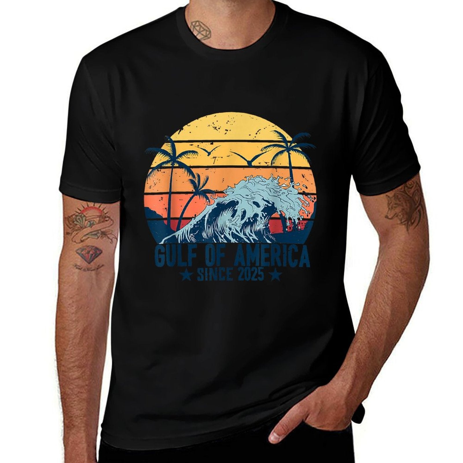 Retro Vintage Gulf Of US America 2025 American Flag Classic T-Shirt